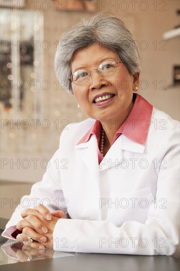 Chinese optician smiling