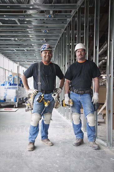 Co-workers on construction site