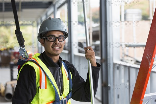 Hispanic man working at construction site