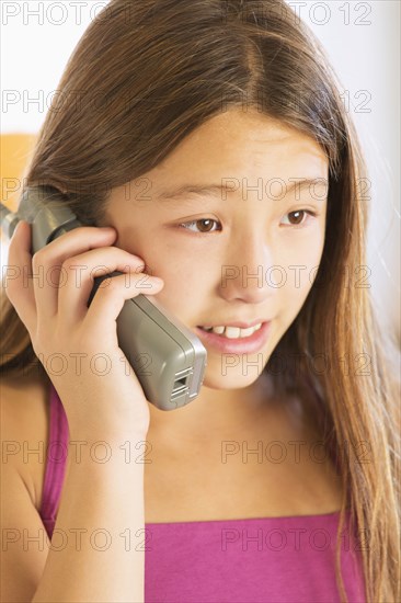 Close up of girl talking on phone