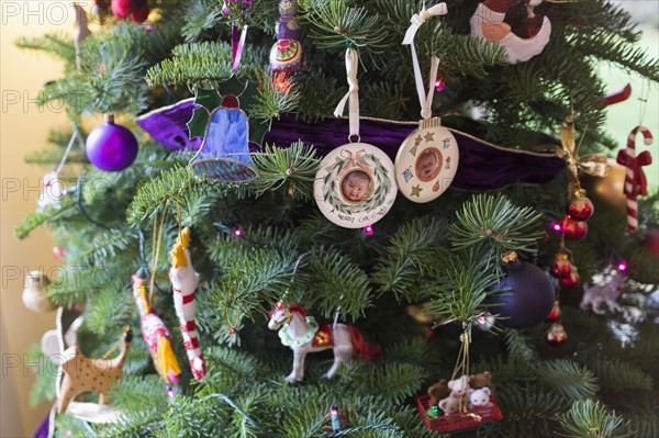 Ornaments on Christmas tree