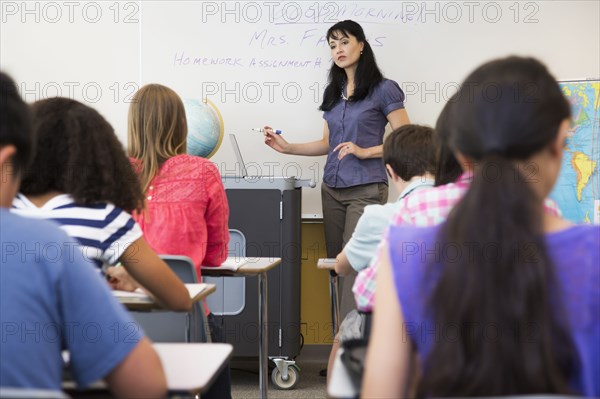 Teacher talking in class