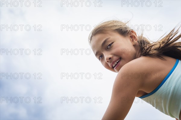 Mixed race girl smiling