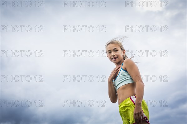 Mixed race girl smiling