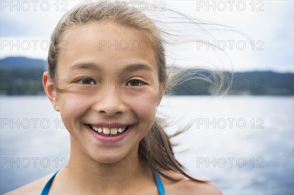 Mixed race girl smiling