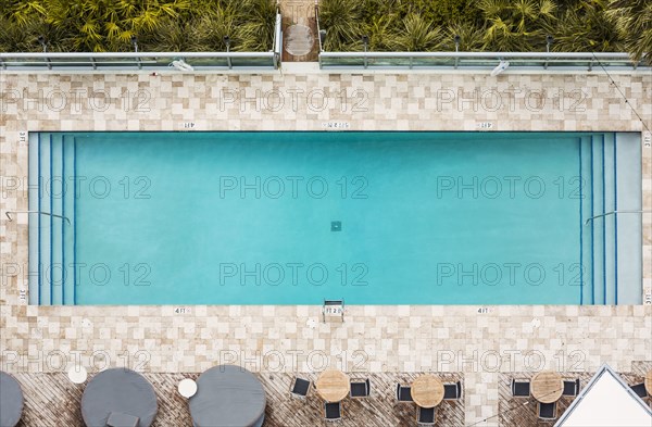 Aerial view of empty swimming pool