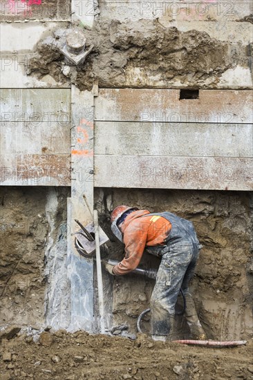 Caucasian worker at construction site