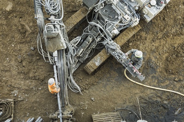 Caucasian workers at construction site