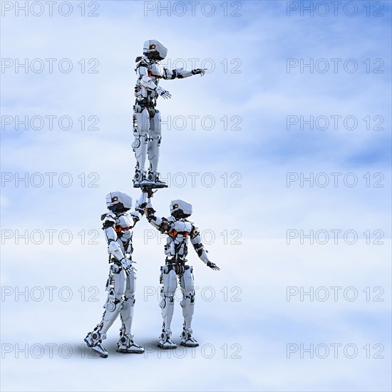 Cyborgs lifting pointing cyborg