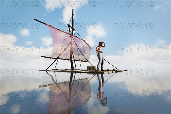 Man stranded on raft