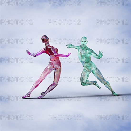 Futuristic couple dancing