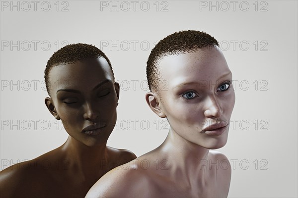 Similar women with different skin color