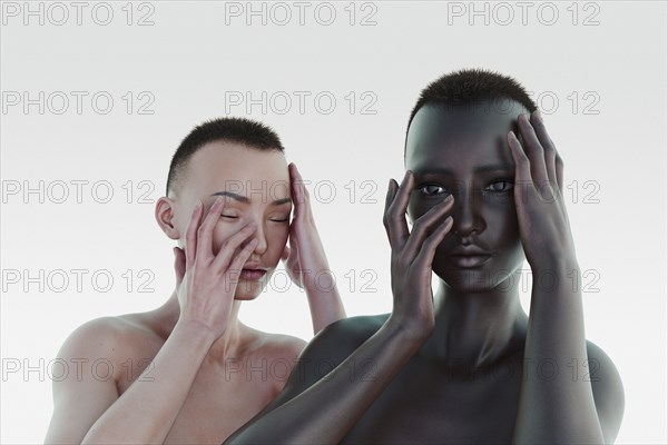 Similar women with different skin color