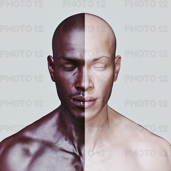 Man with different skin colors