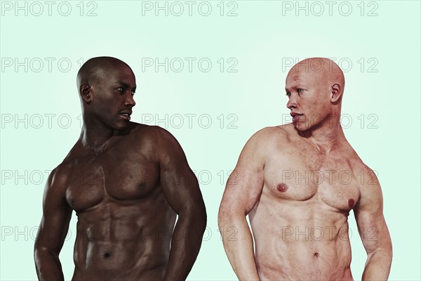 Similar men with different skin colors