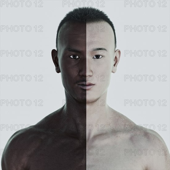 Man with different skin colors