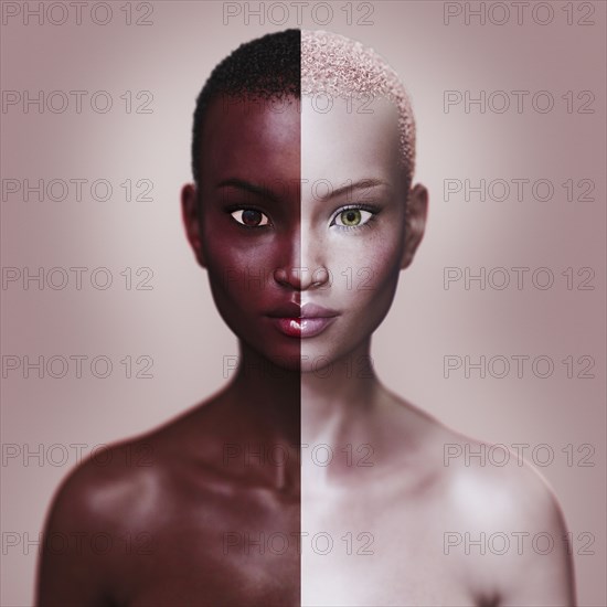 Woman with different skin colors