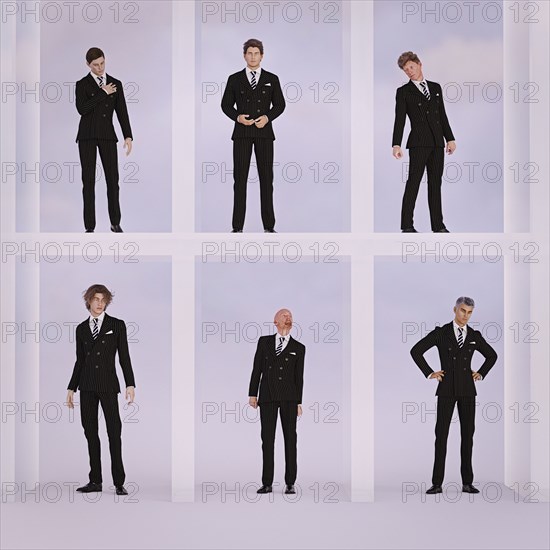 Variety of businessmen standing in cubes