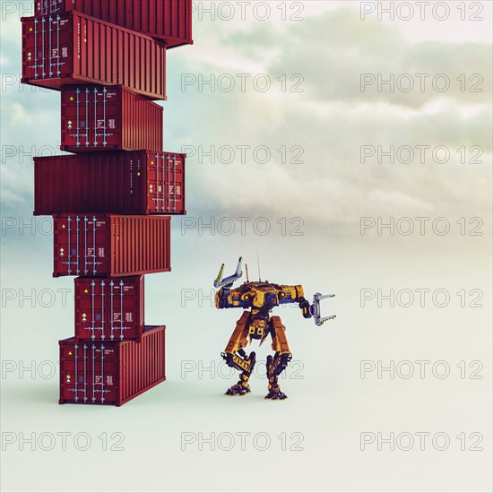 Robot near stat of cargo containers