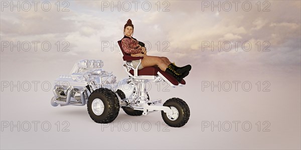 Woman riding powerful luxury tricycle