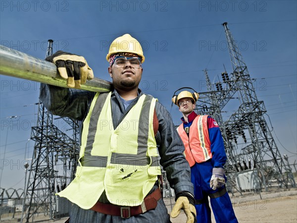 Construction workers standing together