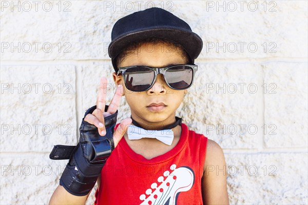 African American boy wearing bow tie