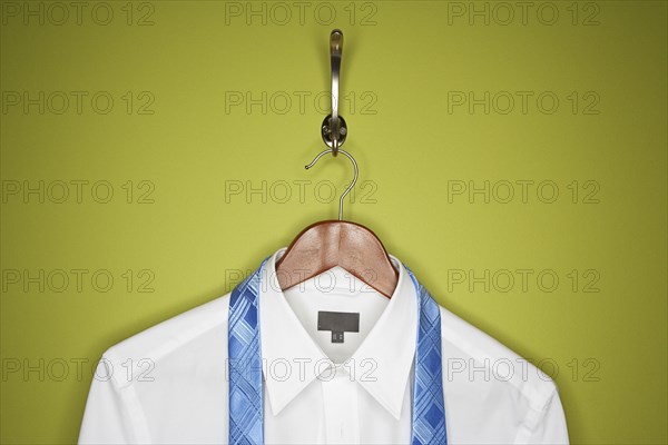 Dress shirt and tie on hanger