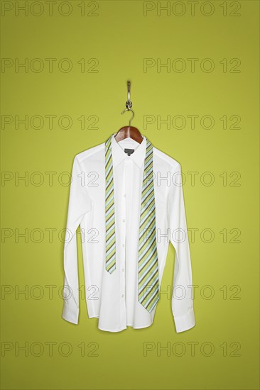 Dress shirt and tie on hanger