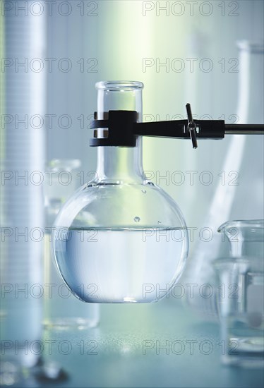 Beaker of liquid in lab