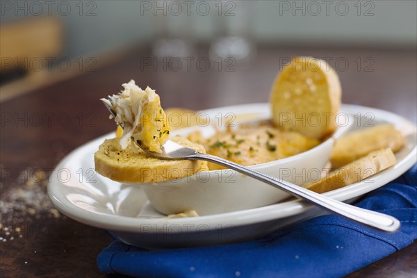 Plate of fish dip with toasted bread