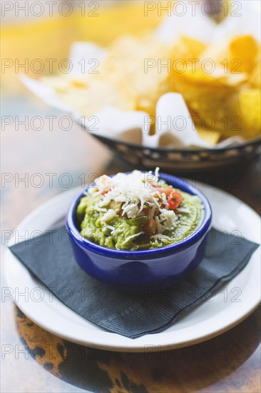 Guacamole and tortilla chips