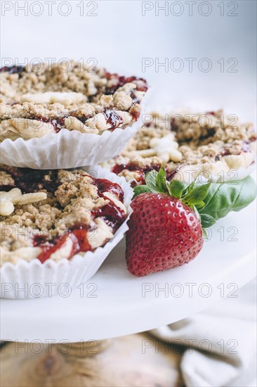 Close up of homemade strawberry pies