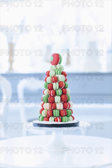 Holiday macaroon cake on table