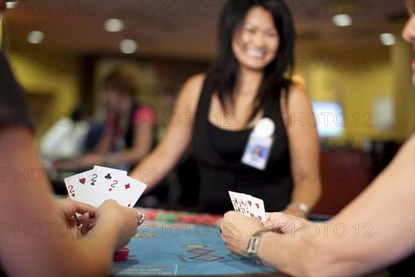 People playing poker in casino