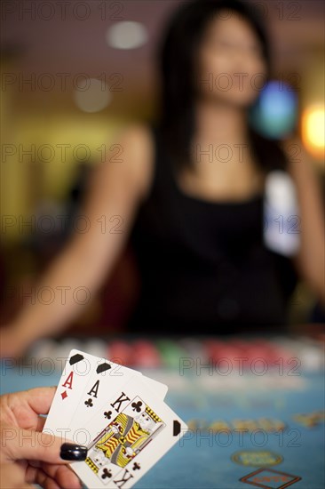 People playing poker in casino