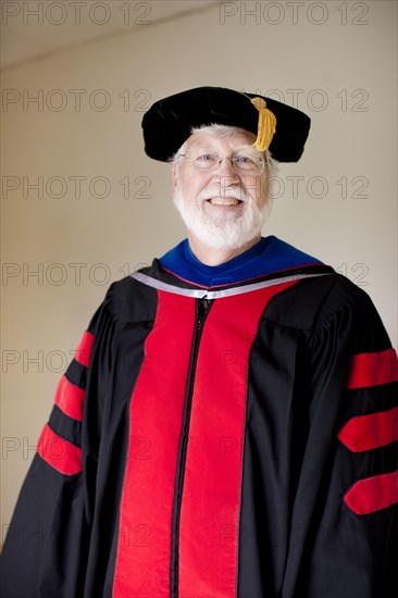 Smiling Caucasian profession in formal robe