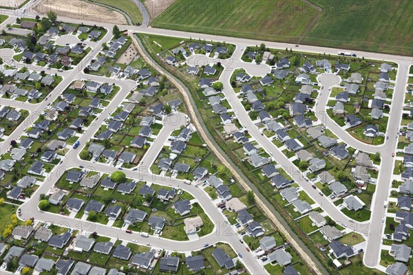 Aerial view of houses in community development
