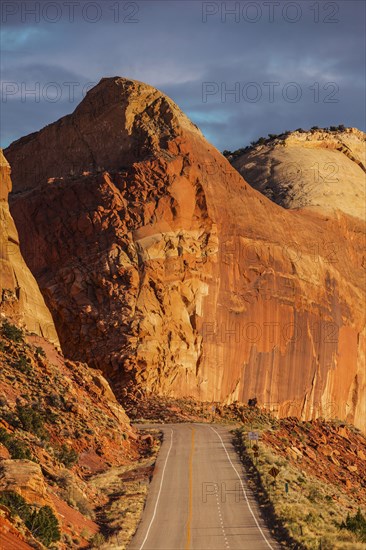 Rock formations over rural road