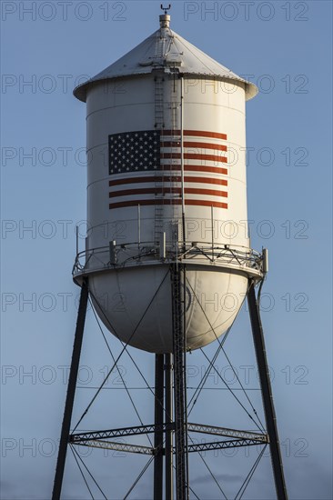 American flag on water tower