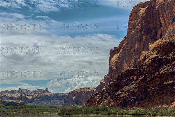 Rock formations in desert landscape