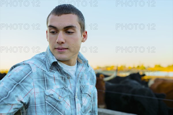 Caucasian man working on farm