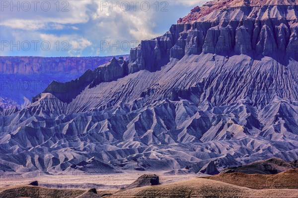 Rock formations in desert landscape