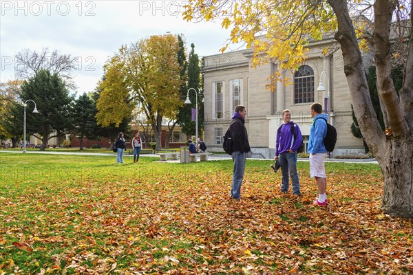 Students talking on campus