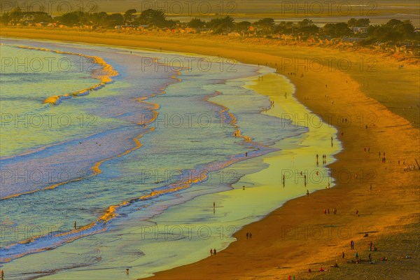 Aerial view of ocean waves on beach