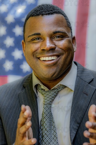 Close up of Black politician smiling