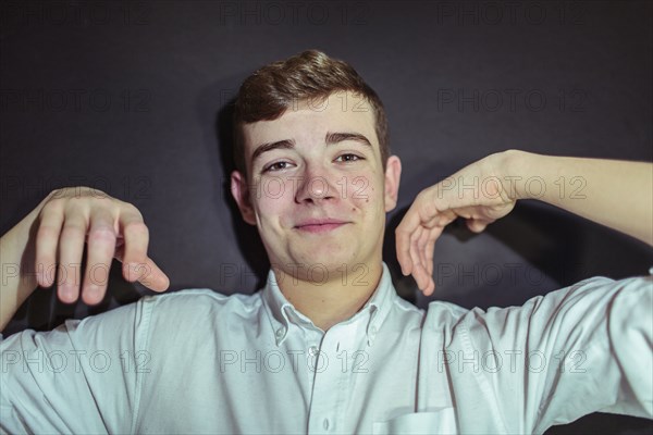 Caucasian teenage boy smiling