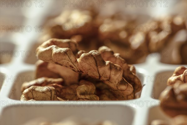 Walnuts in tray