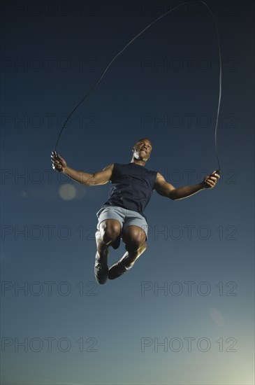 African American man jumping rope