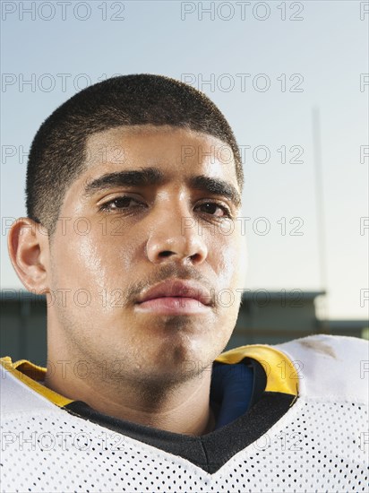 Serious Hispanic football player