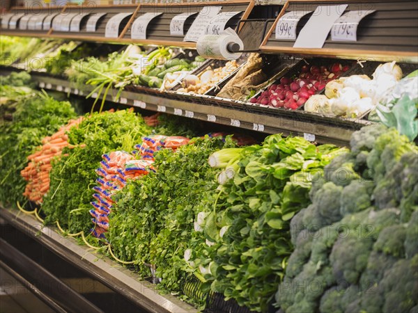 Produce for sale in grocery store